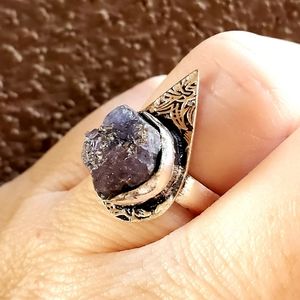 New Raw Iolite 925 Silver Ring.